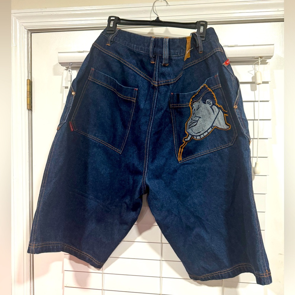 Platinum fubu jean shorts with fat Albert embroidery